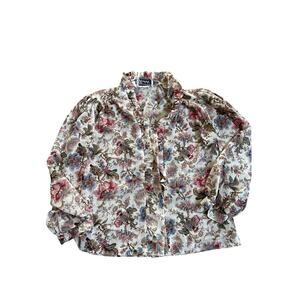 Vintage Teddi of California Floral Cottagecore Blouse Romantic Puff Sleeve